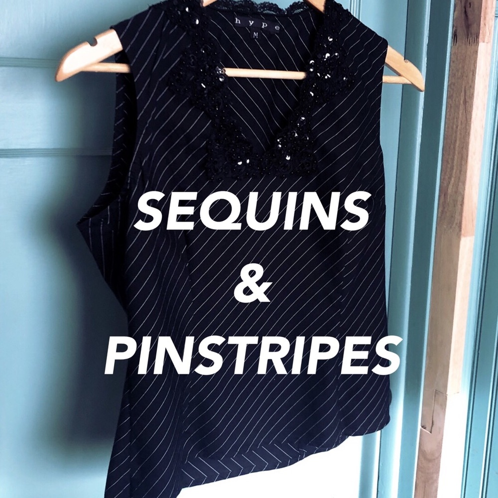 Hype sequined pinstripe tank size M